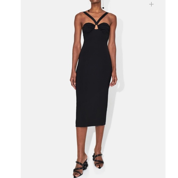 NWT GALVAN Ruched Venus Dress Black